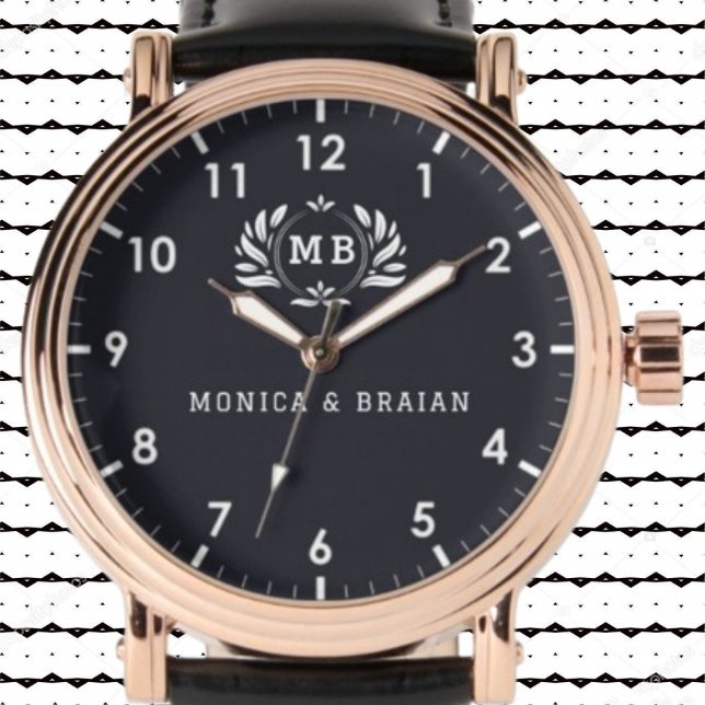 Montre Romantic Couple Gift His and Her name monogram  (Créateur téléchargé)