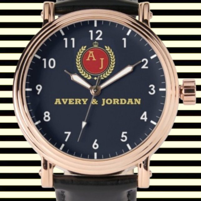 Montre Romantic Couple Gift His and Her name monogram  (Créateur téléchargé)