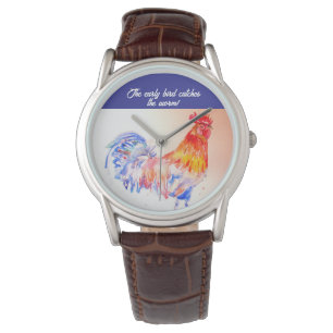 Montre Rooster Aquarelle Poulet Oiseau Cockerel Ferme Gar