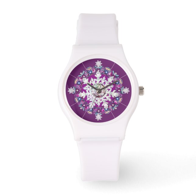 Montre Rosace rouge cardinale et flocon de neige (Recto)