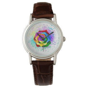 Montre Rose arc-en-ciel coloré