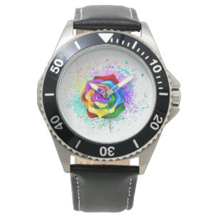 Montre Rose arc-en-ciel colorée