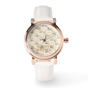 Montre Rose Blanche Élégante Fleurs Personnalisées