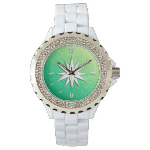 Montre Rose de boussole ivoire - arrière - plan de verre