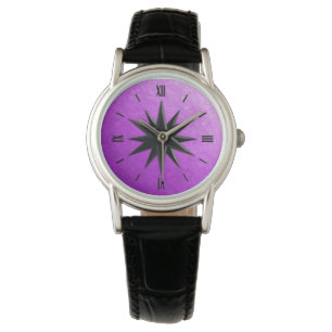 Montre Rose de boussole Onyx - arrière - plan améthyste
