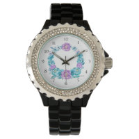 *~* Rose de plage Turquoise Magenta Floral Wreath