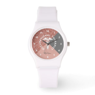 Montre Rose d'ergothérapie Parties scintillant or Monogr