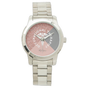 Montre Rose d'ergothérapie Parties scintillant or Monogr