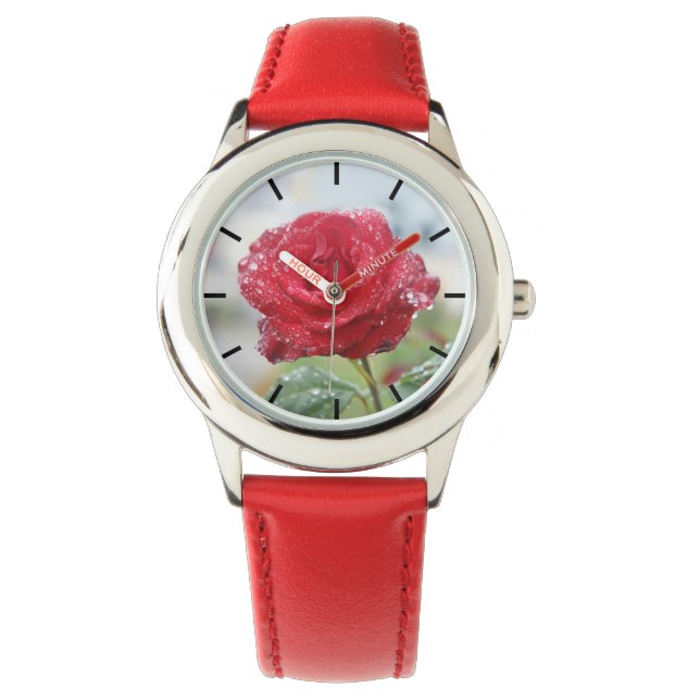 Montre Rose en gouttes de pluie (devant)