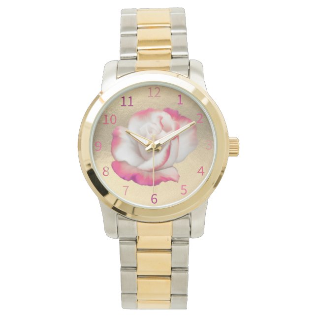 Montre Rose et blanc - art pastel (devant)