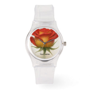 Montre Rose et gouttelettes d'eau - beau