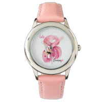 Rose exotique moderne Flamant rose Aquarelle