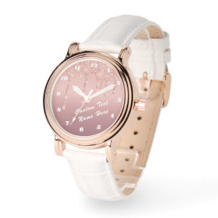 Montre Rose Gold Parties scintillant Texte personnalisé V