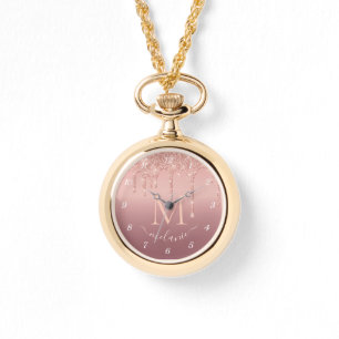 Montre Rose Gold Parties scintillant Watch avec lettre de
