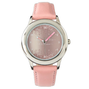 Montre Rose Gold Parties scintillant Watch avec texte per