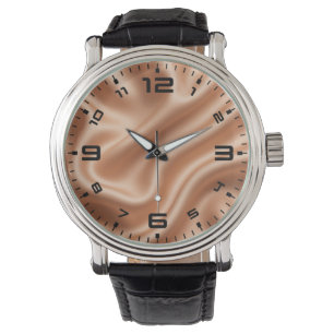 Montre Rose Gold Satin Soie Motif Abstrait Luxe
