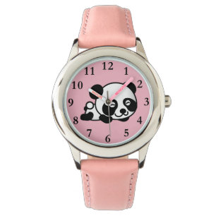 Montre rose mignonne de fille de panda