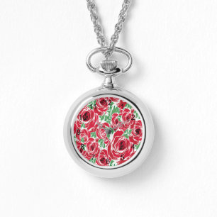 Montre Rose Pays rouge vert vintage floral