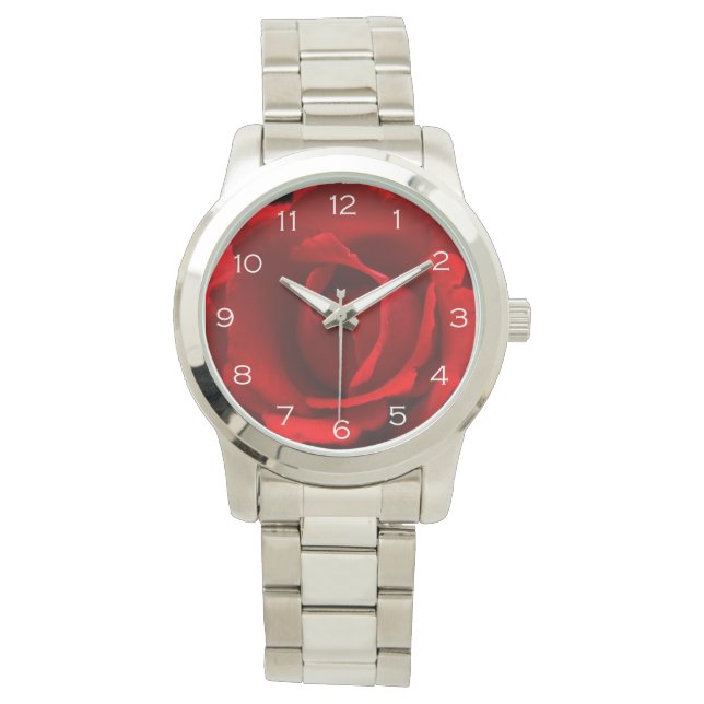 Montre Rose rouge blanc chiffres femmes cn (devant)