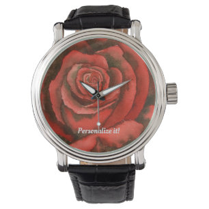Montre Rose rouge vif en gros plan