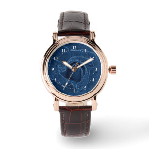 Montre rose velouté de bleu