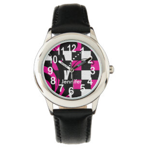 Montre Roses indien personnalisées, résumé noir et bla
