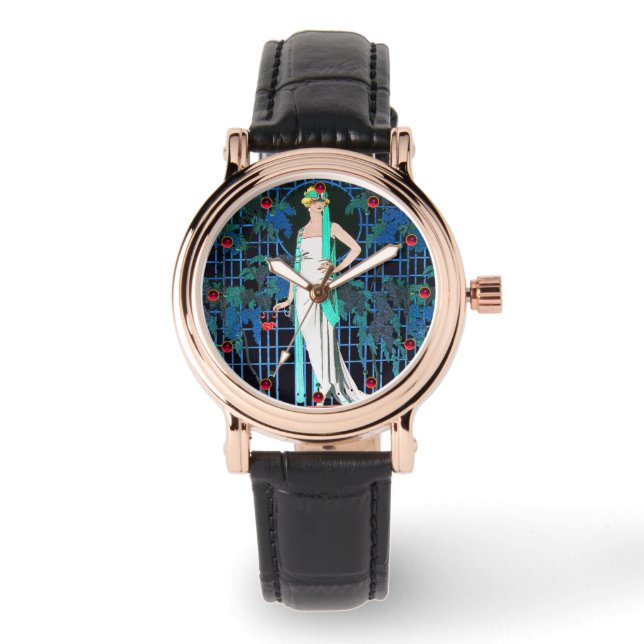 MONTRE ROSES ROUGES LA NUIT, MODE BEAUTÉ ART DÉCO (Recto)