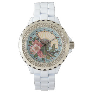 Montre Roses SAUVAGES AVEC VENTILATEUR Bleu rose