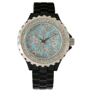 Montre Roses sauvages et papillons /rose/marron/bassin