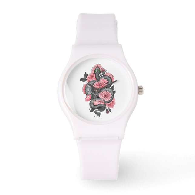 Montre Roses serpent et pêche (Recto)