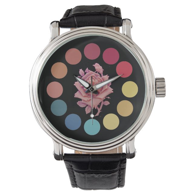 MONTRE ROUE BLEU ROUGE JAUNE ROUGE AVEC ROSE ROSE ROSE (devant)