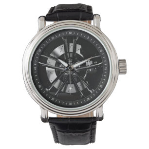 Montre Roues de la voiture de course noire