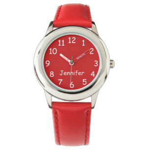 Montre rouge & blanc pour enfants, Bracelet rouge