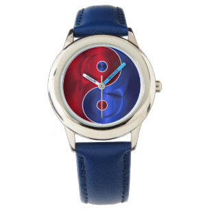 montre rouge bleu yin yang