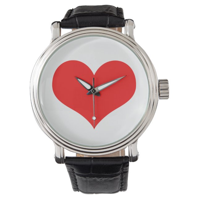 Montre Rouge Coeur mignon Saint Valentin Couleur blanche  (devant)