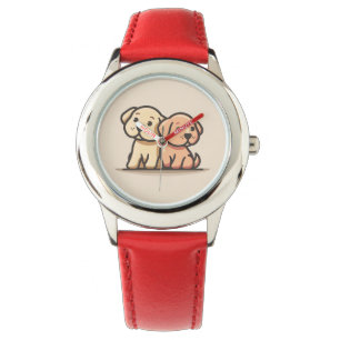 Montre rouge en acier inoxydable pour enfants