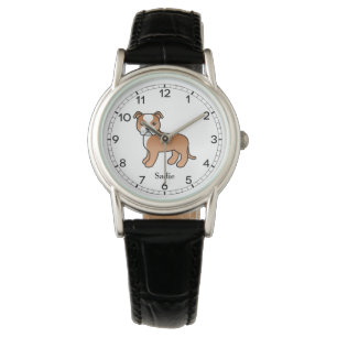 Montre Rouge Et Blanc Staffie Cute Dessin Dessin Chien Et