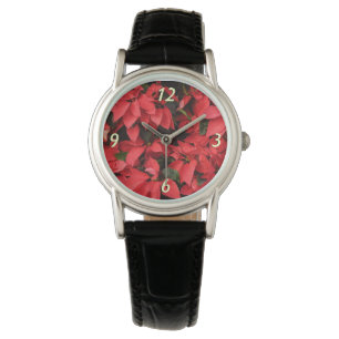 Montre Rouge Poinsettias II Noël Fête Florale