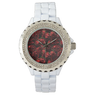 Montre Rouge Roses Floral White Watch