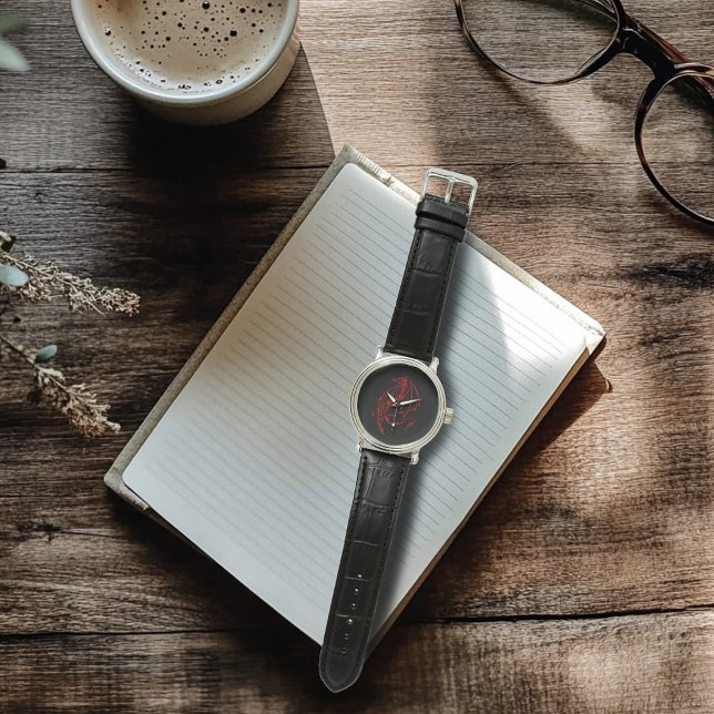 Montre Rouge Tribal Dragon Noir (Créateur téléchargé)