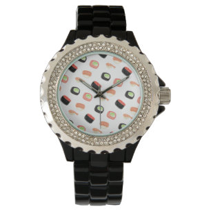 Montre Roulés de sushi au concombre et saumon à l'aquarel
