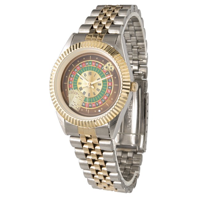 Montre roulette roue et cartes bracelet à deux tons montr (Incliné)