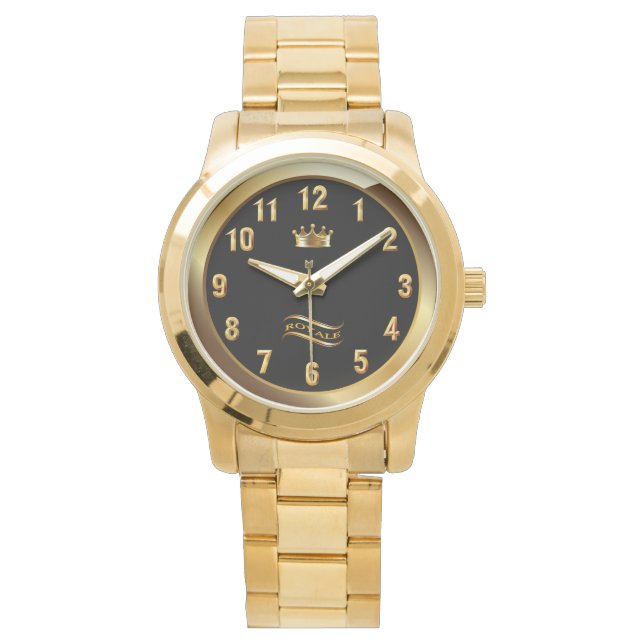 Montre Royale Crown Classic ~ Gold On Black ~ Unique ~ (devant)