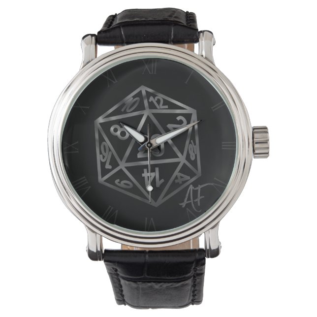 Montre RPG Crit AF | Silver Fantasy Tabletop Gamer Dice (devant)