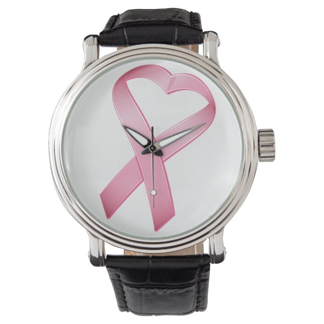 Montre Ruban cancer du coeur rose (devant)