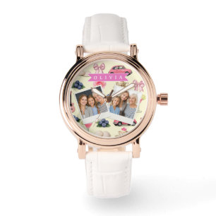Montre Ruban de cocktail rose coquette personnalisé adora