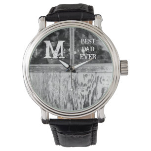 Montre Russe noir et blanc photo meilleur papa jamais ini