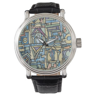 Montre Rythme en bleu - Art abstrait peint à la main