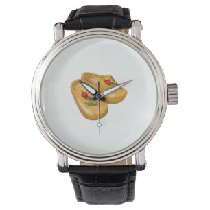 Montre Sabots en bois hollandais avec tulipes, Klompen, H