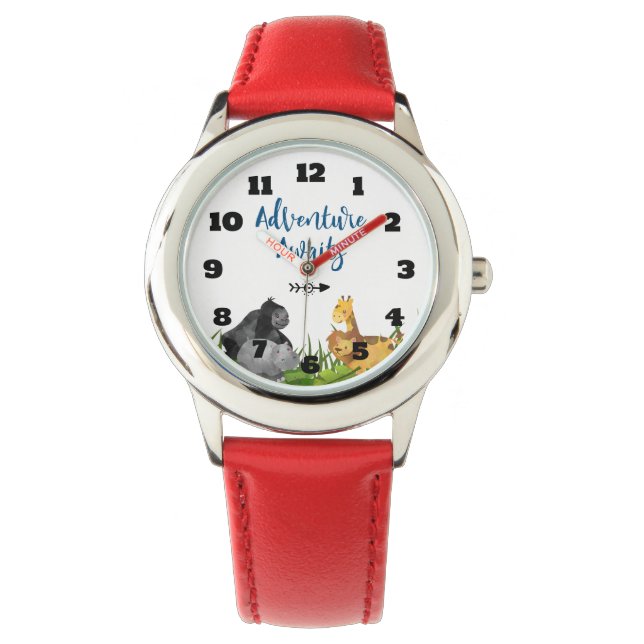 Montre Safari Jungle Animal Illustration Aventure Attend (devant)